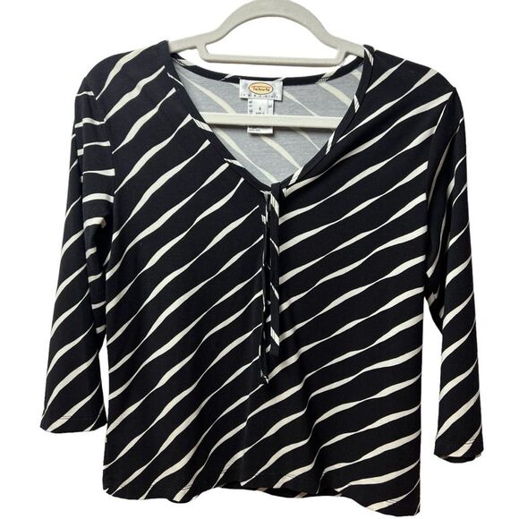 Talbot Petites Striped V-Neck Top Size S - Picture 1 of 5